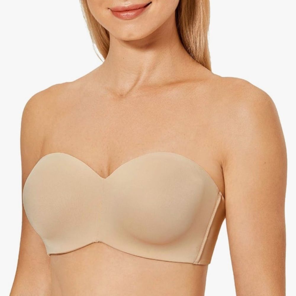 Delimira Women's Nude Seamless Underwire Strapless Bra Size 38E (38DD)